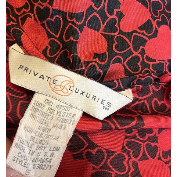 Private Luxuries Womens S Satin Chemise Nightie Slip Dress Hearts Red Valentines - Picture 5 of 7